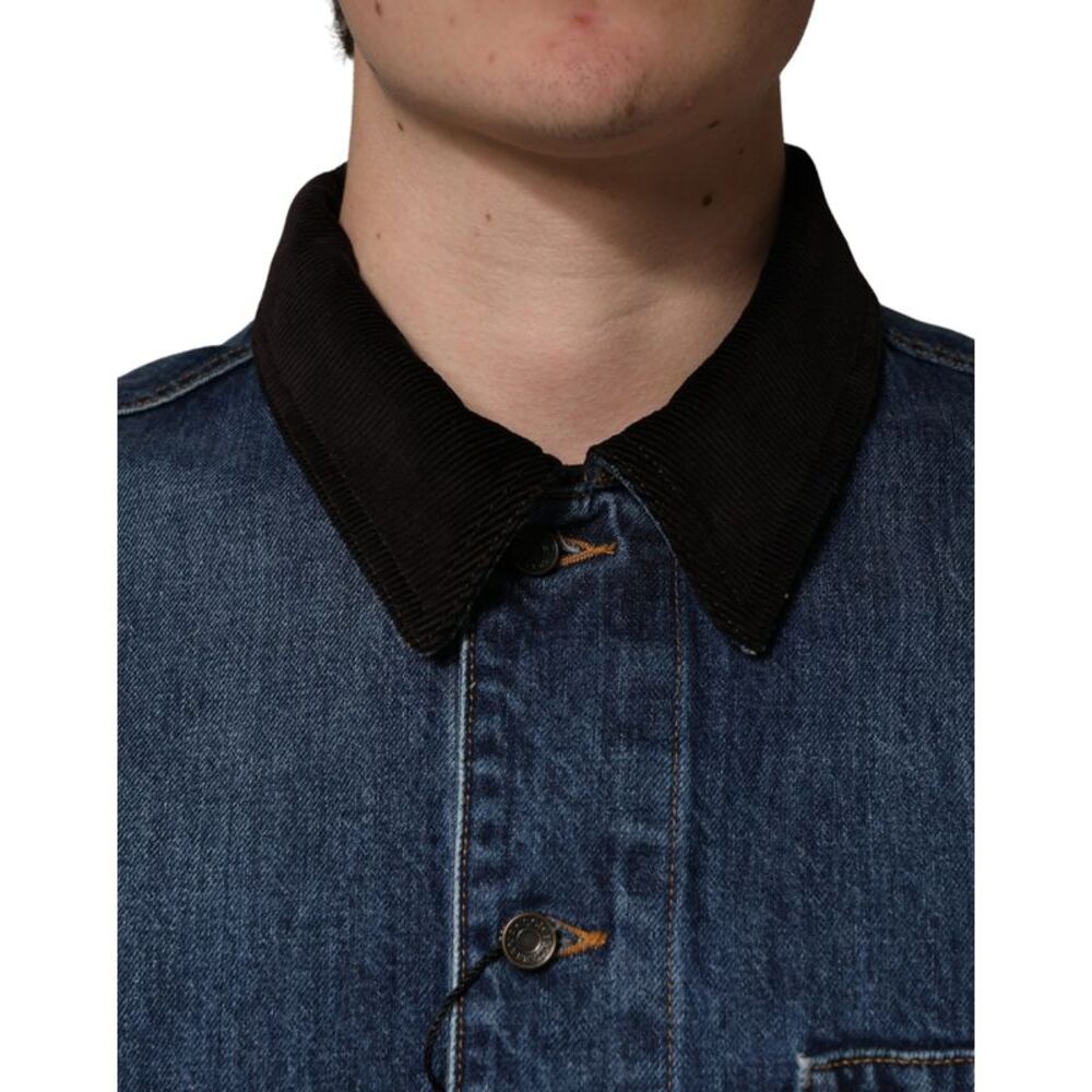 Dolce & Gabbana Black Blue Cotton Denim Blouson Men Men's Jacket - Picture 4 of 6